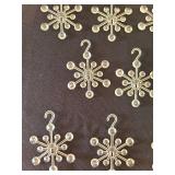 Vintage clear plastic snowflake ornaments, at least 70 years old, 2 inch width, total of 36