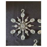 Vintage clear plastic snowflake ornaments, at least 70 years old, 4 inch width, total of 29