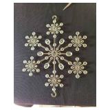 Vintage clear plastic snowflake ornaments, at least 70 years old, 8 and 13in width, total of 5