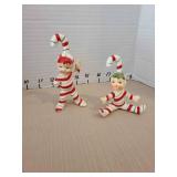 Two vintage Geo Z. Lefton Candy Cane Kids figurines