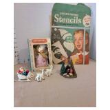 Vintage Christmas items, sleigh needs glued