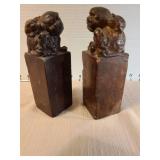 Chinese Carved Seal Stamps with Figures, 7in tall, heavy