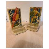 Hand-Painted Decorative Metal Parrot Bookends