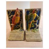 Hand-Painted Decorative Metal Parrot Bookends