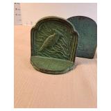 Green cast iron bird bookends by Cardinal COPR 1928