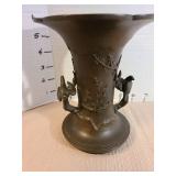 Antique Japanese Bronze Vase 6in tall