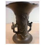 Antique Japanese Bronze Vase 6in tall