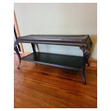 Industrial Metal Console Table with Ornate Legs, 15x34x14