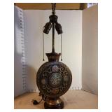 Beautiful antique decorative Asian Bronze Champleve table lamp, 25in tall