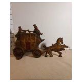 1930s Cast Iron Royal Mail Coach with Horse Doorstop, 12 x 7.25
