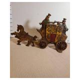 1930s Cast Iron Royal Mail Coach with Horse Doorstop, 12 x 7.25