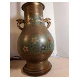 Chinese Cloisonne vase table lamp, 26in tall