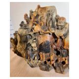 Chinese Carved Soapstone Dragon Brush Washer, 8 x 13