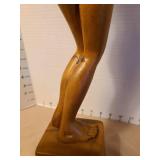 Hand-Carved Wooden Female Figure Sculpture, 19in tall, legs have been glued