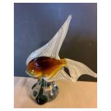 Murano hand-blown art glass tropical fish figurine/bud vase, elegant, almost 8in tall