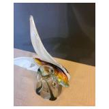 Murano hand-blown art glass tropical fish figurine/bud vase, elegant, almost 8in tall