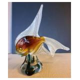 Murano hand-blown art glass tropical fish figurine/bud vase, elegant, almost 8in tall