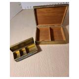 Beautiful vintage cloisonne enamel Chinese hand-painted brass trinket boxes with compartments inside, larger is 6.25in wide