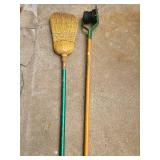 Green Thumb manual lawn edger and a corn broom