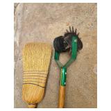 Green Thumb manual lawn edger and a corn broom