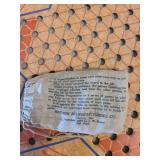 Vintage Chinese Checkers board and old marbles in bag, wood blocks, more marbles