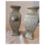 Vintage Brass Asian Decorative Vases, 8in tall