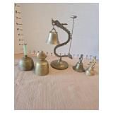 Vintage Asian Dragon Bell, other bells with one having jade handle