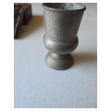 Vintage Asian Dragon Metal Box, pewter cup, floral scene box