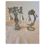 Vintage Brass Floral Bell Chime Ornaments