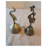 Vintage Brass bells and a round cloisonne box