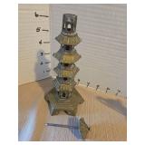 Vintage Asian Brass Pagoda and Pitcher Set