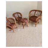 Wood and wicker doll furniture.