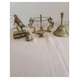 Vintage brass shoeshine boy match holder and other brass pieces