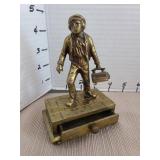 Vintage brass shoeshine boy match holder and other brass pieces
