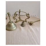Vintage brass shoeshine boy match holder and other brass pieces