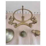 Vintage brass shoeshine boy match holder and other brass pieces