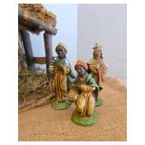 Vintage Nativity Scene Set with Wooden Stable