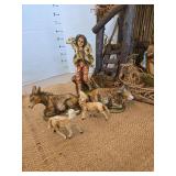Vintage Nativity Scene Set with Wooden Stable