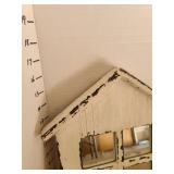 Rustic house-shaped wall mirror with hooks