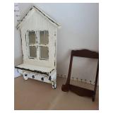 Rustic house-shaped wall mirror with hooks