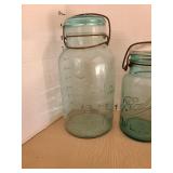 Atlas and Ball canning jars with glass lids and wire bail closures