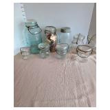 Atlas and Ball canning jars with lids and wire bail closures