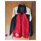 K.C. Chiefs faux leather jacket and windbreaker, both size L, both used