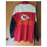 K.C. Chiefs faux leather jacket and windbreaker, both size L, both used