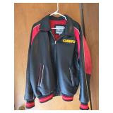 K.C. Chiefs faux leather jacket and windbreaker, both size L, both used
