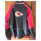 K.C. Chiefs faux leather jacket and windbreaker, both size L, both used
