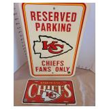 KC Chiefs reserved parking sign and license plate