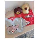 KC Chiefs sweatshirt M,  T-shirt XL, two caps