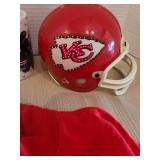 KC Chiefs flashing Riddell small helmet, long sleeve shirt XL, mugs, button