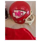 KC Chiefs flashing Riddell small helmet, long sleeve shirt XL, mugs, button
